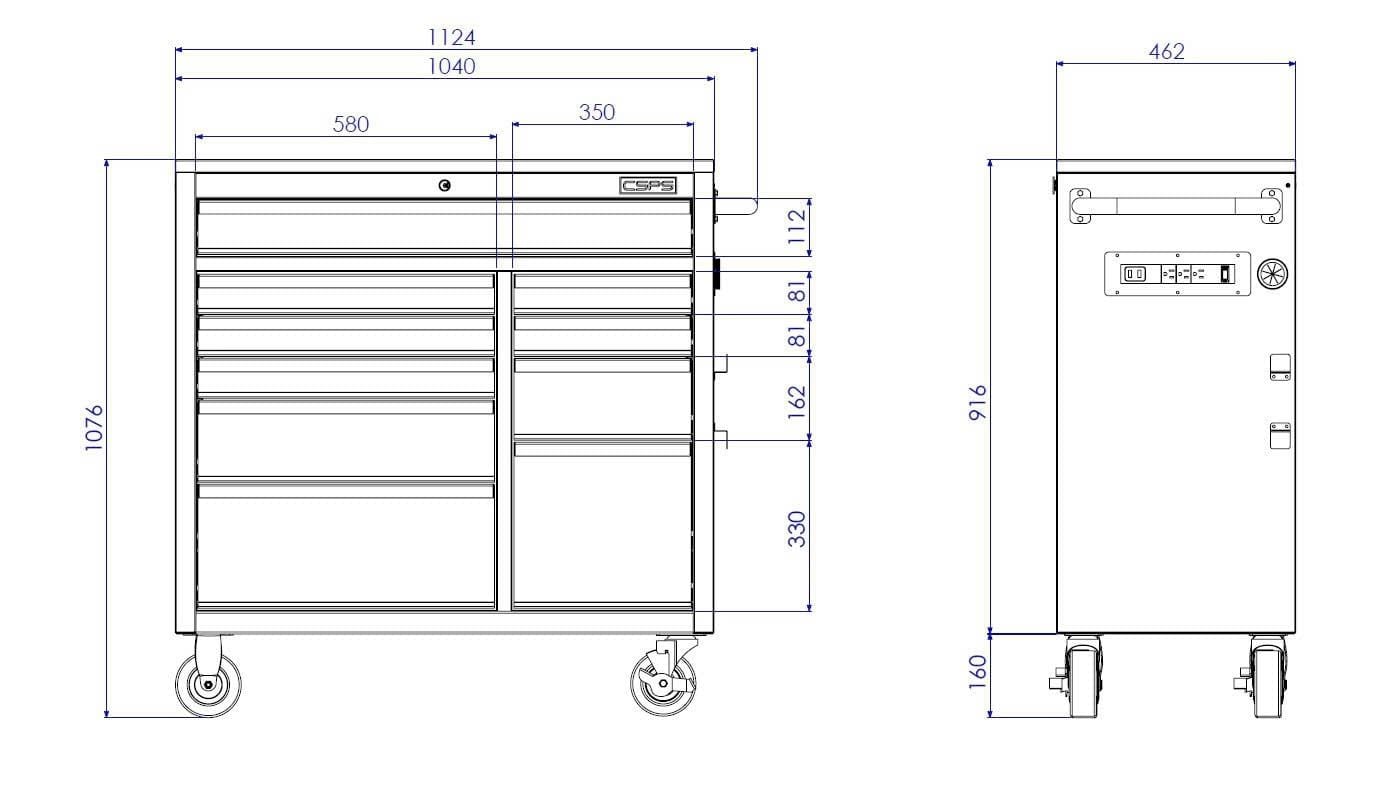 Tủ dụng cụ CSPS 104cm - 10 hộc kéo có mặt ván