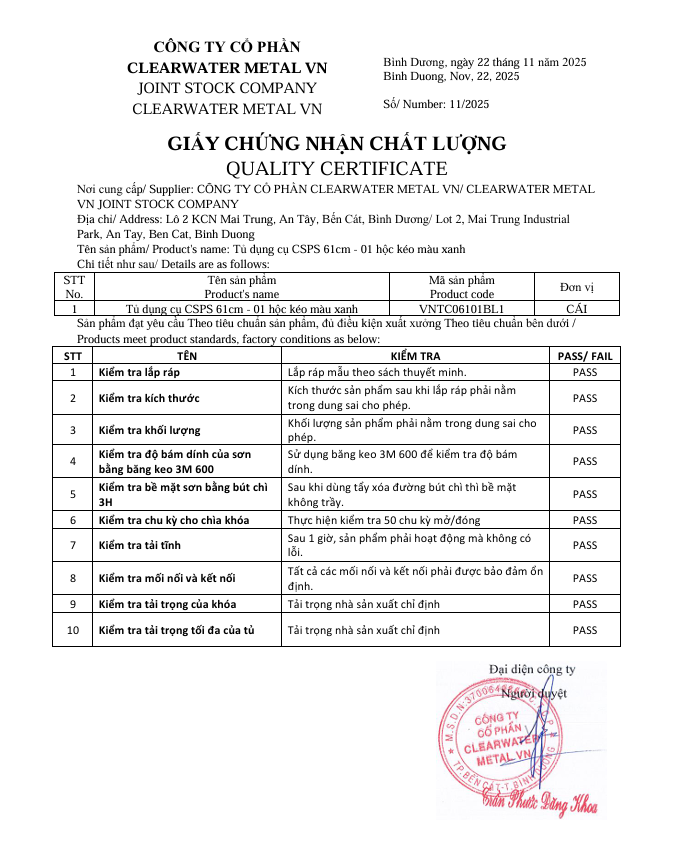  Tủ dụng cụ CSPS 61cm - 01 hộc kéo màu xanh dương 