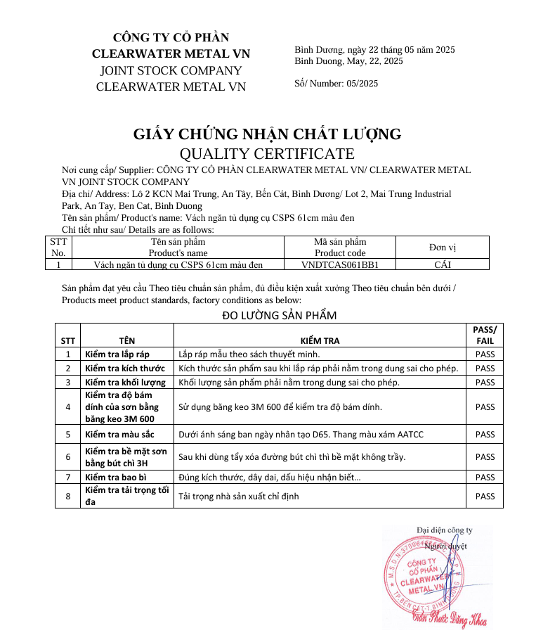  Vách ngăn tủ dụng cụ CSPS 61cm màu đen/đỏ 
