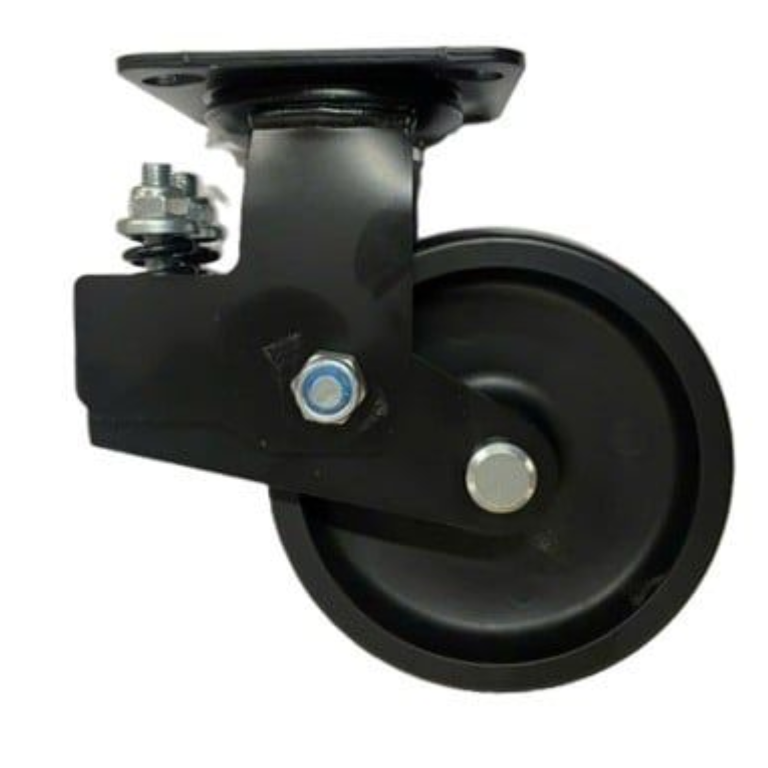  Bánh xe CSPS 350kg, lò xo giảm xóc, đế xoay không khóa màu đen 