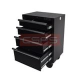 Tủ dụng cụ CSPS 61cm - 04 hộc kéo: Tủ đen tay cầm đen bánh xe mở hộc kéo