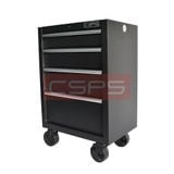 Tủ dụng cụ CSPS 61cm - 04 hộc kéo: Tủ đen tay cầm đen bánh xe nhìn nghiêng