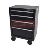 Tủ dụng cụ CSPS 61cm - 04 hộc kéo: Tủ đen tay cầm trắng bánh xe nhìn nghiêng