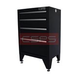Tủ dụng cụ CSPS 61cm - 04 hộc kéo: Tủ đen tay cầm trắng chân tăng chỉnh nhìn nghiêng