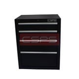 Tủ dụng cụ CSPS 61cm - 04 hộc kéo: Tủ đen tay cầm trắng nhìn chính diện