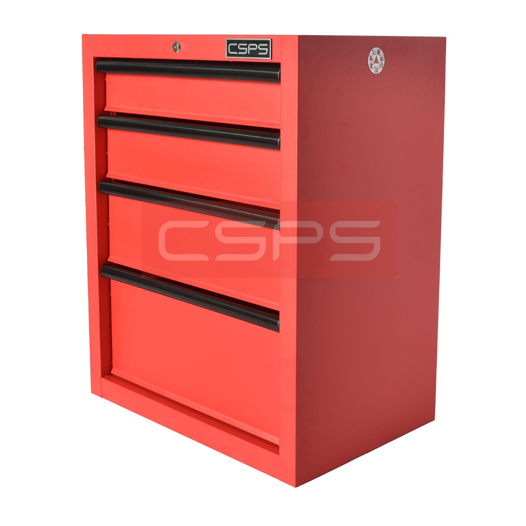 Tủ dụng cụ CSPS 61cm - 04 hộc kéo: Tủ đỏ tay cầm đen nhìn nghiêng