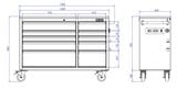 Tủ dụng cụ CSPS 132cm - 10 hộc kéo: Bản vẽ kích thước tủ