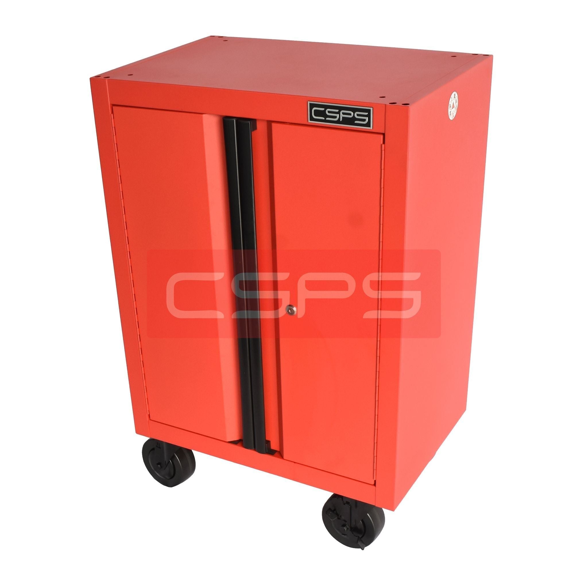 Tủ dụng cụ CSPS 61 cm không ngăn kéo màu đỏ, gắn bánh xe, góc nhìn từ trên bên phải