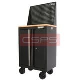 Tủ dụng cụ CSPS 61 cm không ngăn kéo màu đen, có mặt ván, vách lưới và bánh xe, góc trước bên phải