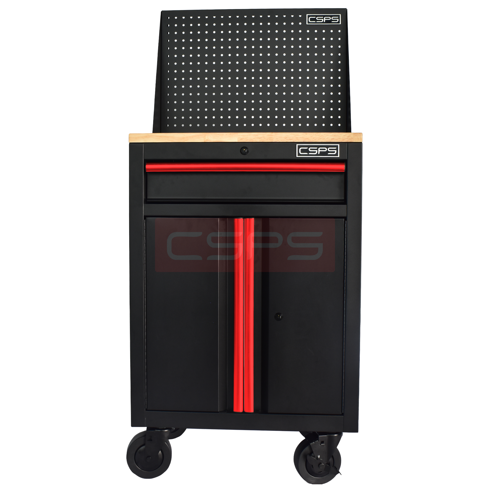 Tủ dụng cụ CSPS 61cm 1 hộc kéo màu đen tay cầm đỏ, góc nhìn nghiêng - VNTC06101BB5