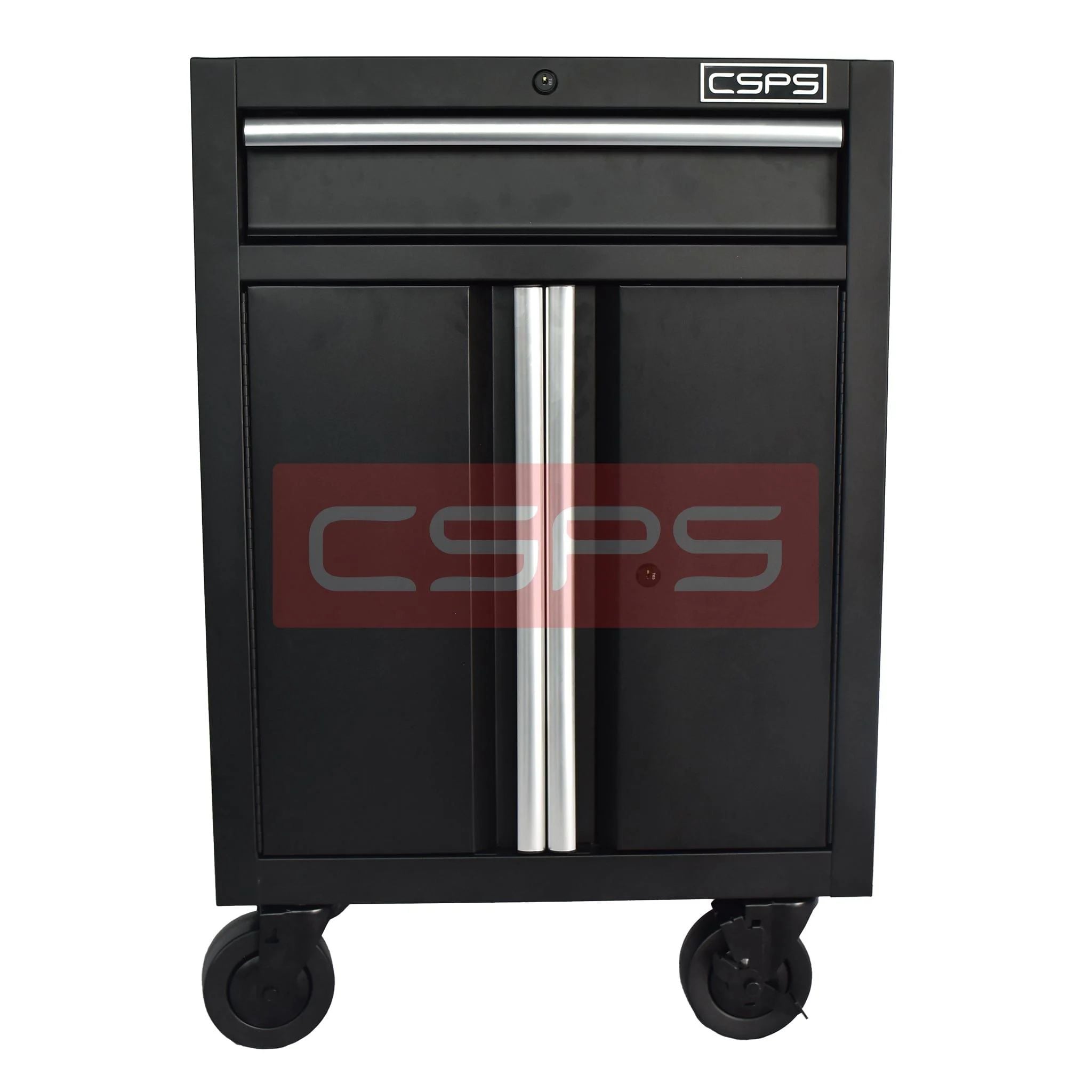 Tủ dụng cụ CSPS 61cm 1 hộc kéo màu đen tay cầm trắng, lắp bánh xe - VNTC06101BB2