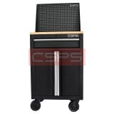 Tủ dụng cụ CSPS 61cm 1 hộc kéo màu đen tay cầm trắng, vách lưới, mặt gỗ và bánh xe - VNTC06101BB2