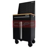Tủ dụng cụ CSPS 61cm 1 hộc kéo màu đen tay cầm trắng, vách lưới, mặt gỗ và bánh xe - VNTC06101BB2