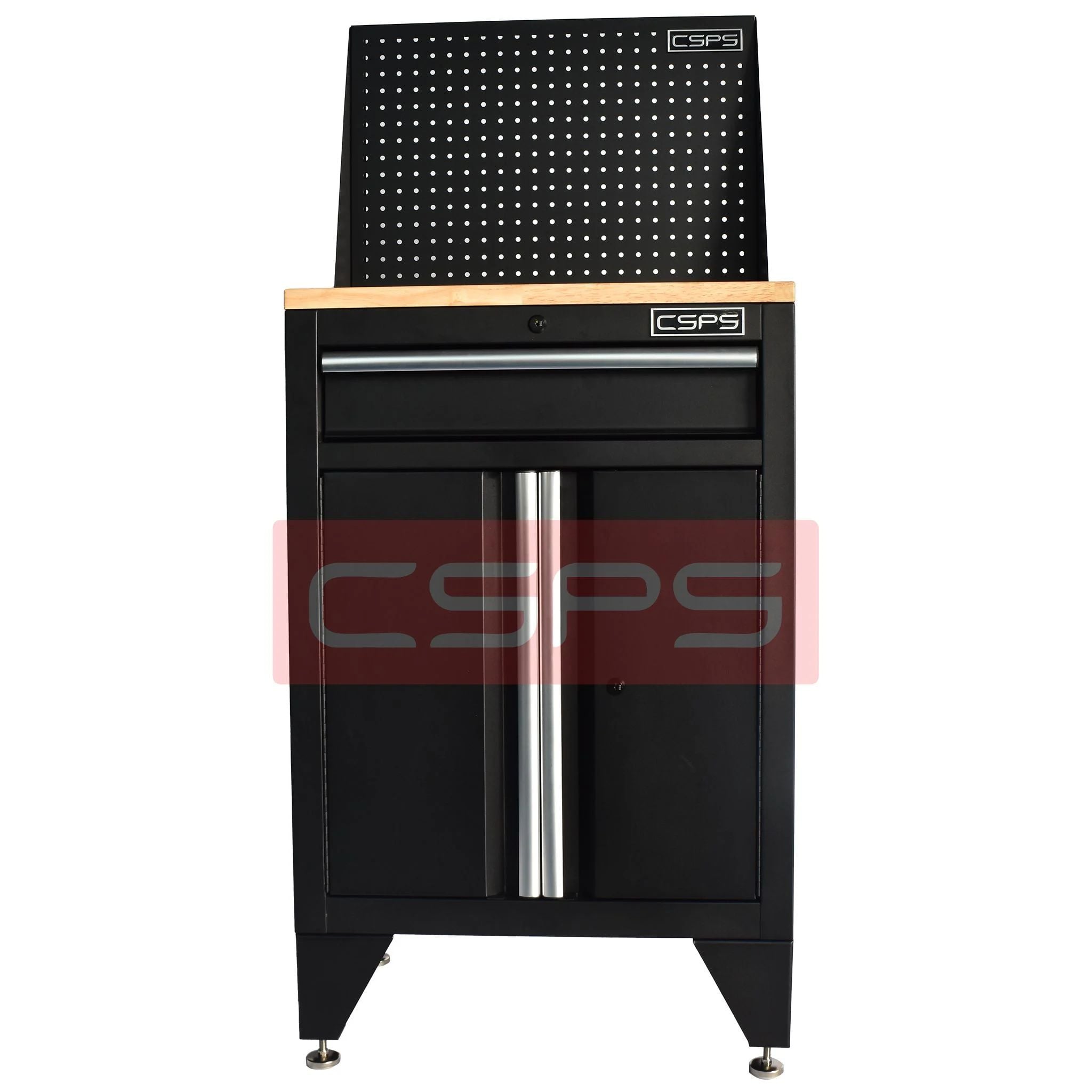 Tủ dụng cụ CSPS 61cm 1 hộc kéo màu đen tay cầm trắng, vách lưới và chân cố định - VNTC06101BB2