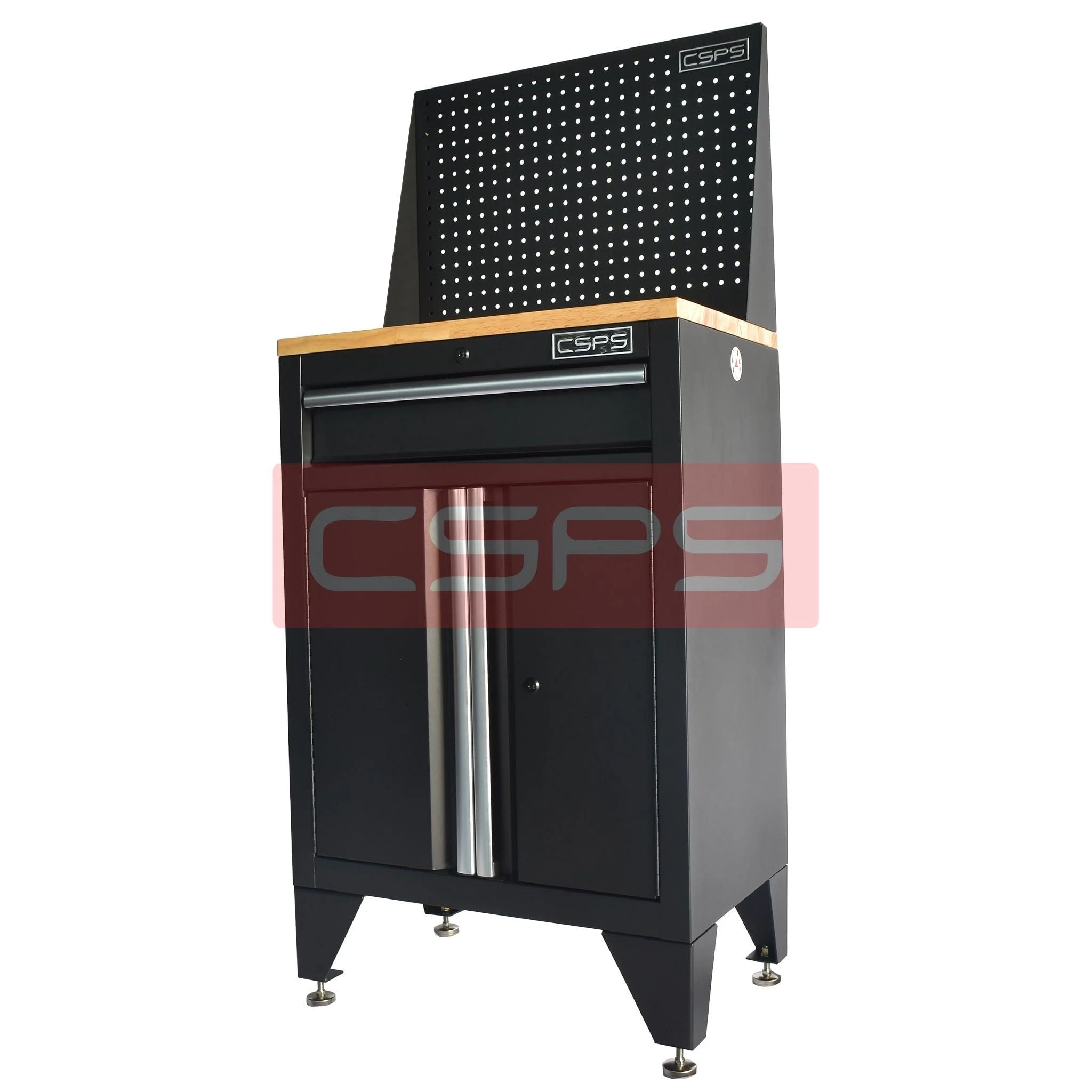 Tủ dụng cụ CSPS 61cm 1 hộc kéo màu đen tay cầm trắng, vách lưới và chân cố định - VNTC06101BB2
