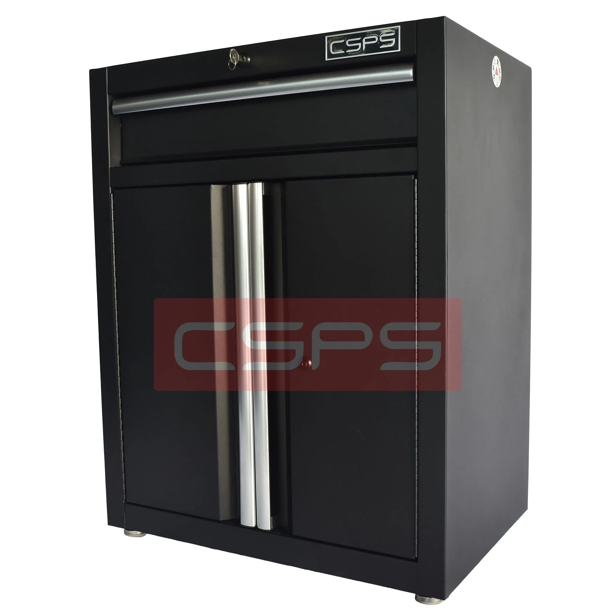 Tủ dụng cụ CSPS 61cm 1 hộc kéo màu đen tay cầm trắng, góc nhìn nghiêng - VNTC06101BB2