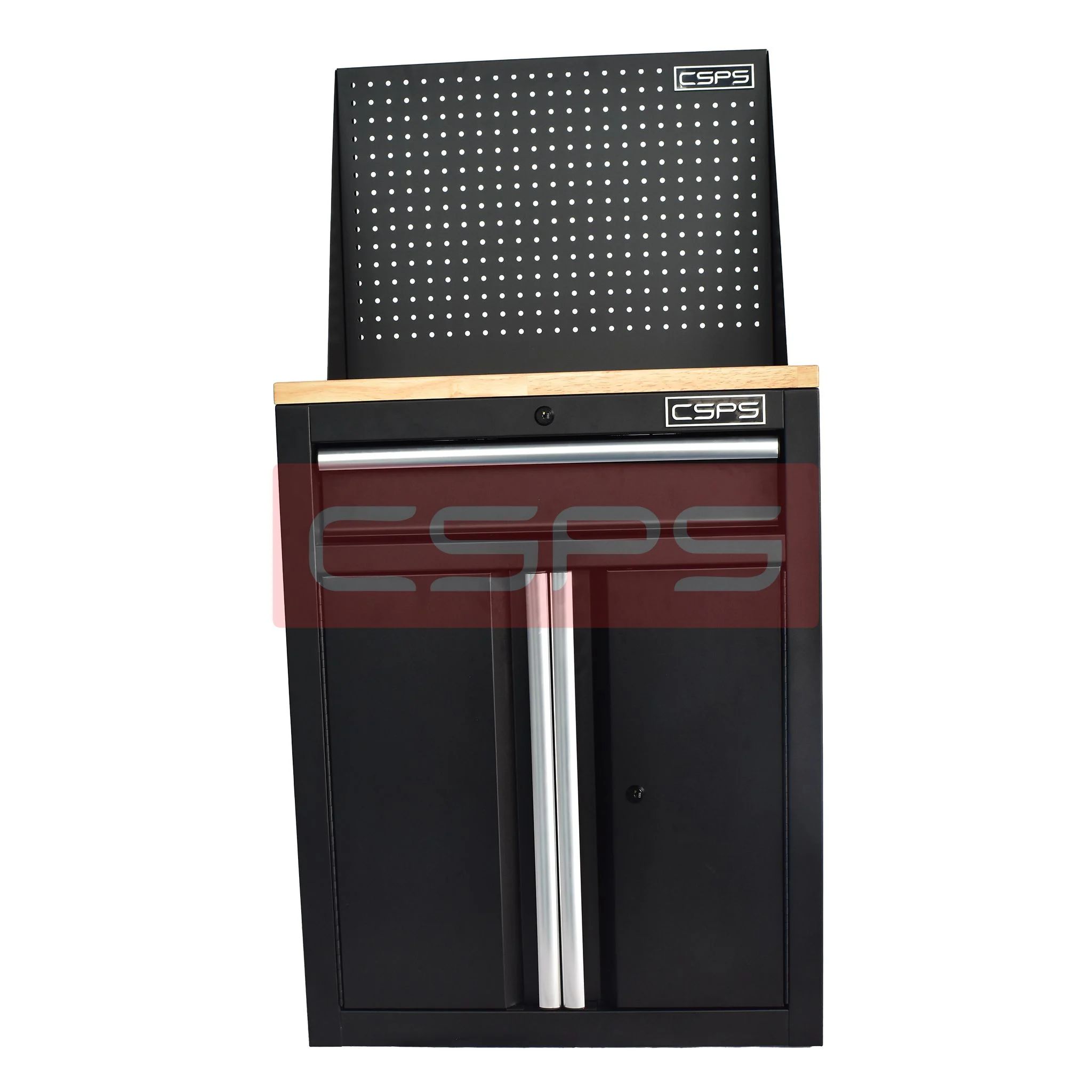 Tủ dụng cụ CSPS 61cm 1 hộc kéo màu đen tay cầm trắng, vách lưới và chân cố định - VNTC06101BB2