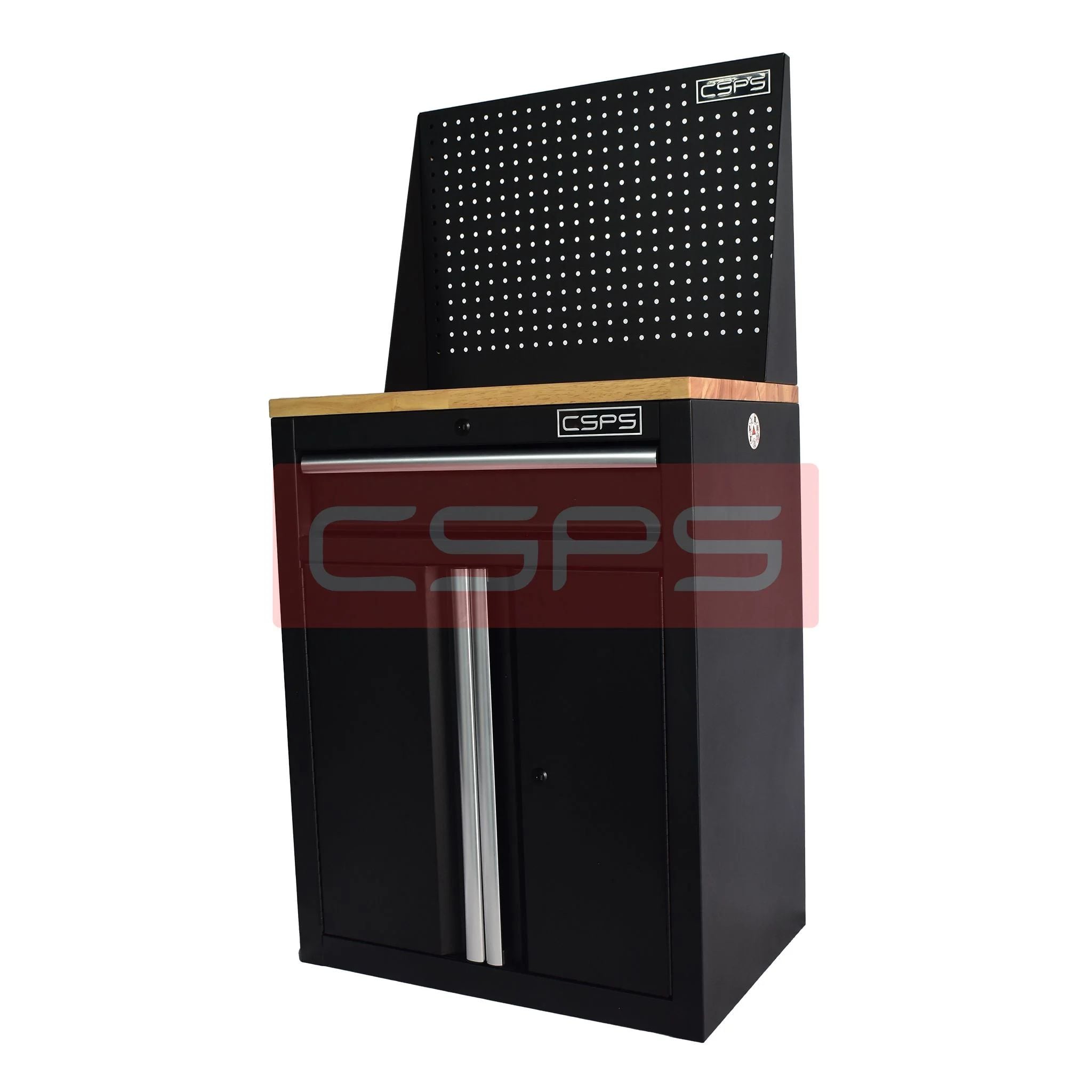 Tủ dụng cụ CSPS 61cm 1 hộc kéo màu đen tay cầm trắng, vách lưới và chân cố định - VNTC06101BB2