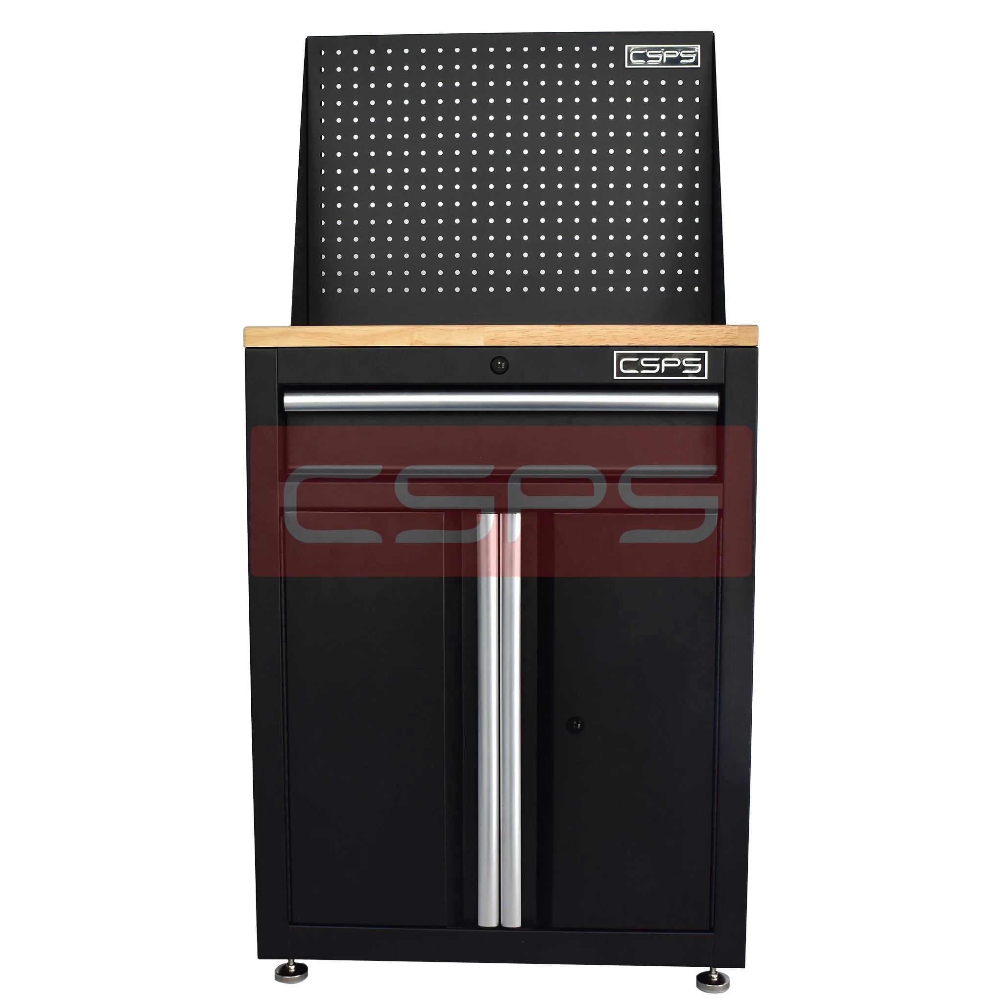 Tủ dụng cụ CSPS 61cm 1 hộc kéo màu đen tay cầm trắng, vách lưới và chân cố định - VNTC06101BB2