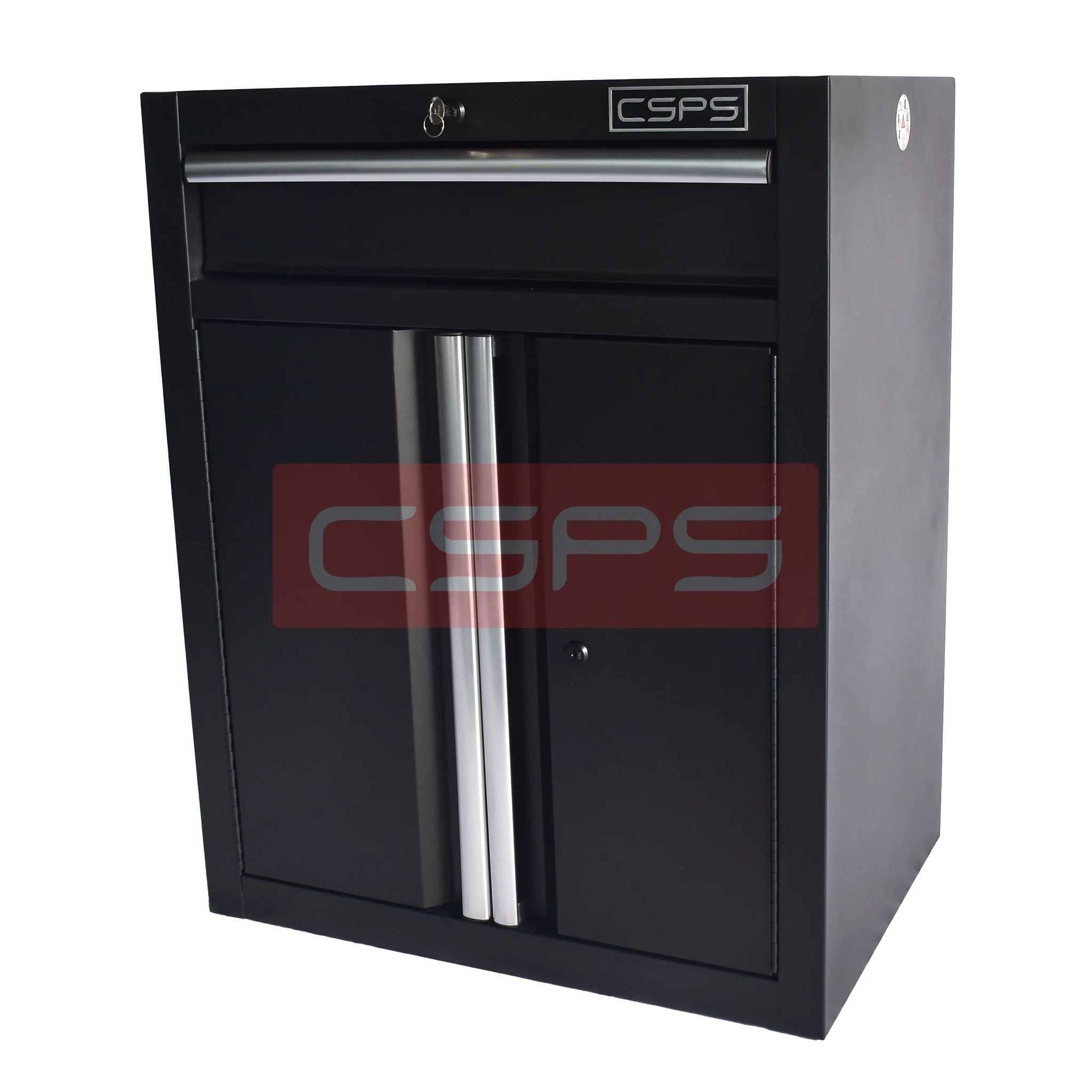 Tủ dụng cụ CSPS 61cm 1 hộc kéo màu đen tay cầm trắng, góc nhìn nghiêng - VNTC06101BB2