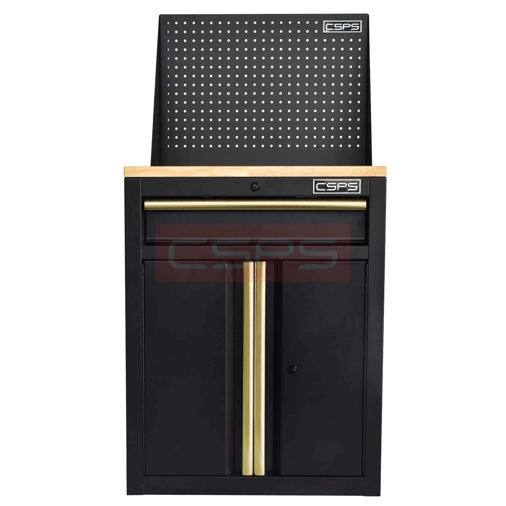 Tủ dụng cụ CSPS 61cm 1 hộc kéo màu đen tay cầm vàng, vách lưới và chân cố định - VNTC06101BB4