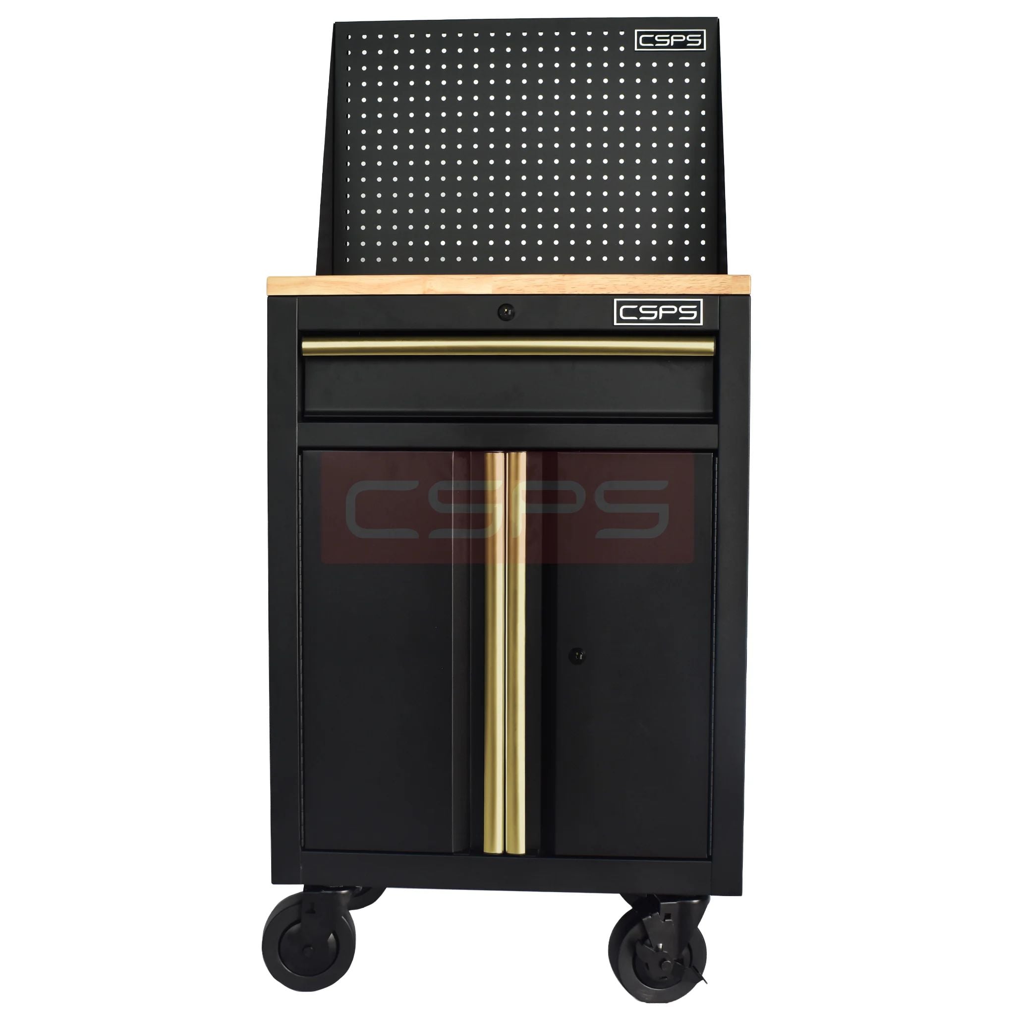 Tủ dụng cụ CSPS 61cm 1 hộc kéo màu đen tay cầm vàng, lắp bánh xe - VNTC06101BB4