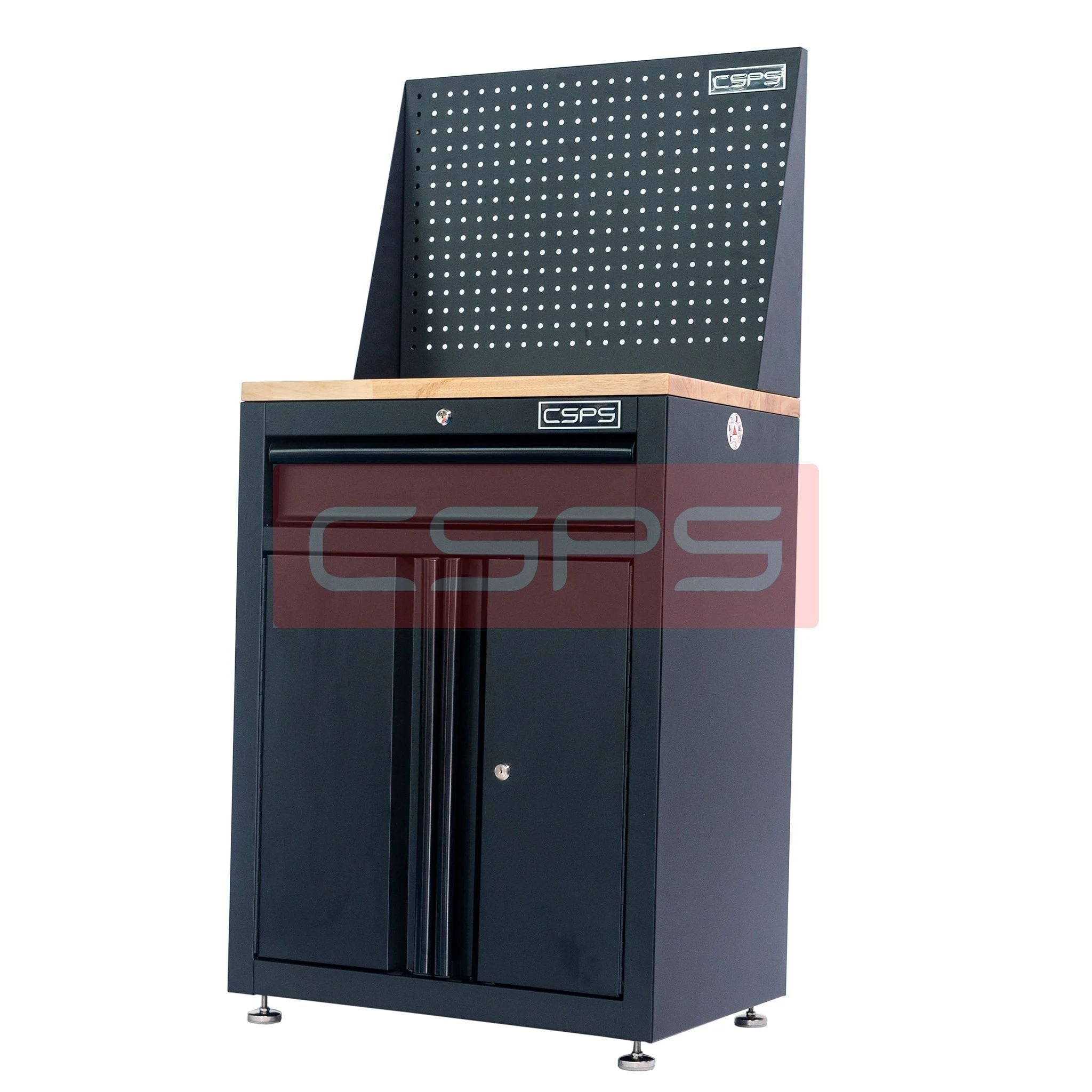 Tủ dụng cụ CSPS 61cm 1 hộc kéo màu đen, vách lưới và mặt gỗ - VNTC06101BB3
