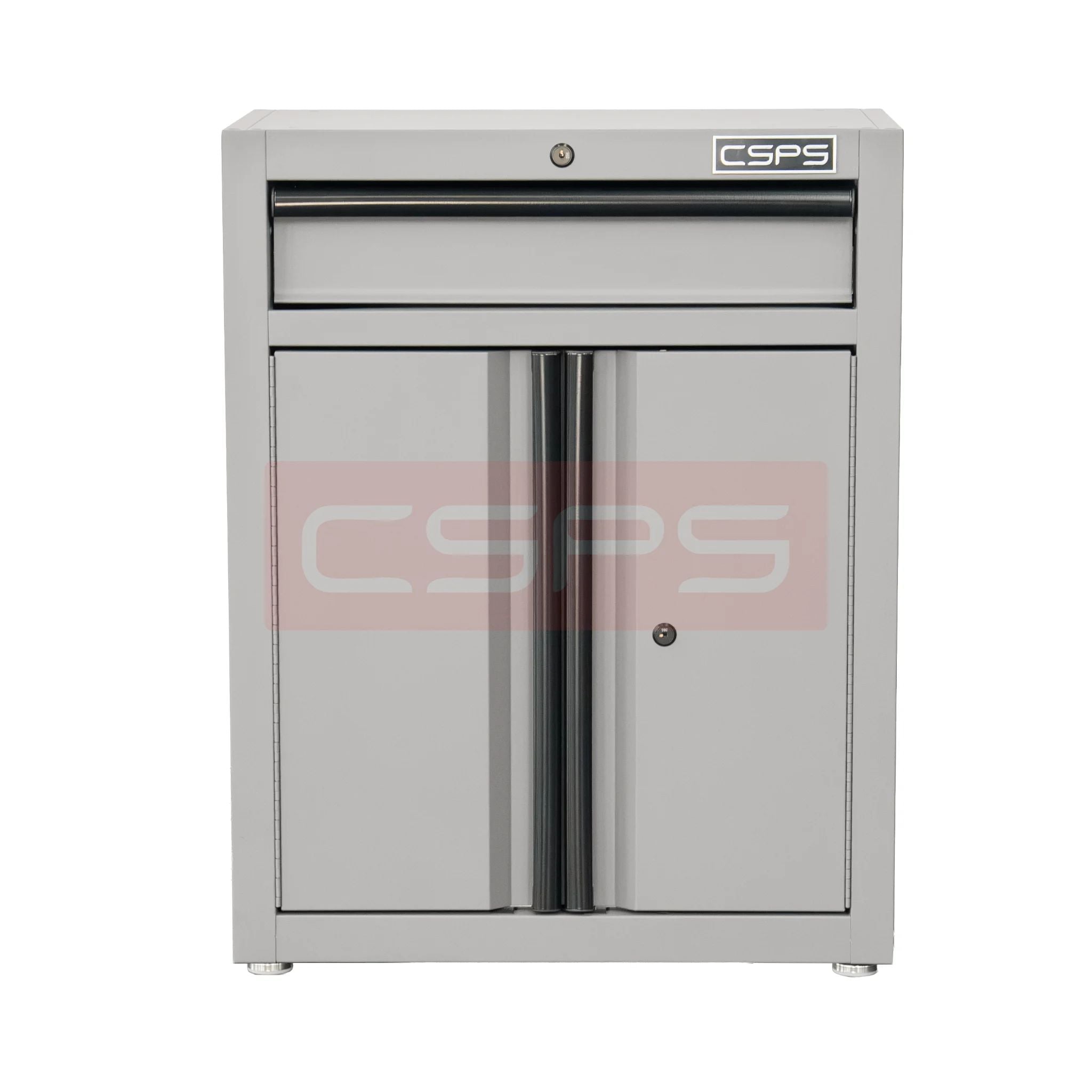 Tủ dụng cụ CSPS 61cm 1 hộc kéo màu xám, vách lưới và mặt gỗ trên bánh xe - VNTC06101BD1