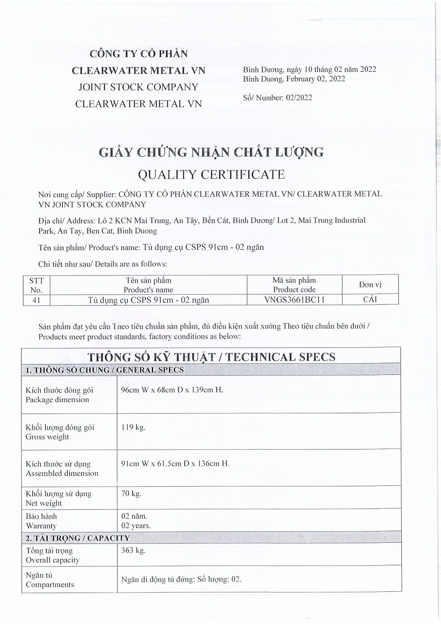 Tủ dụng cụ CSPS 91cm đen/đỏ - 02 ngăn