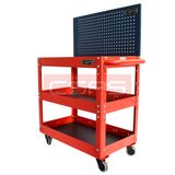Xe đẩy CSPS 3 ngăn - 71cm: Xe đẩy đỏ vách lưới xanh nhìn nghiêng