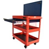 Xe đẩy CSPS 3 ngăn - 71cm: Xe đẩy đỏ vách lưới xanh nhìn nghiêng góc phải