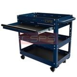 Xe đẩy CSPS 3 ngăn - 71cm: Xe đẩy xanh không vách lưới mặt bàn mở rộng