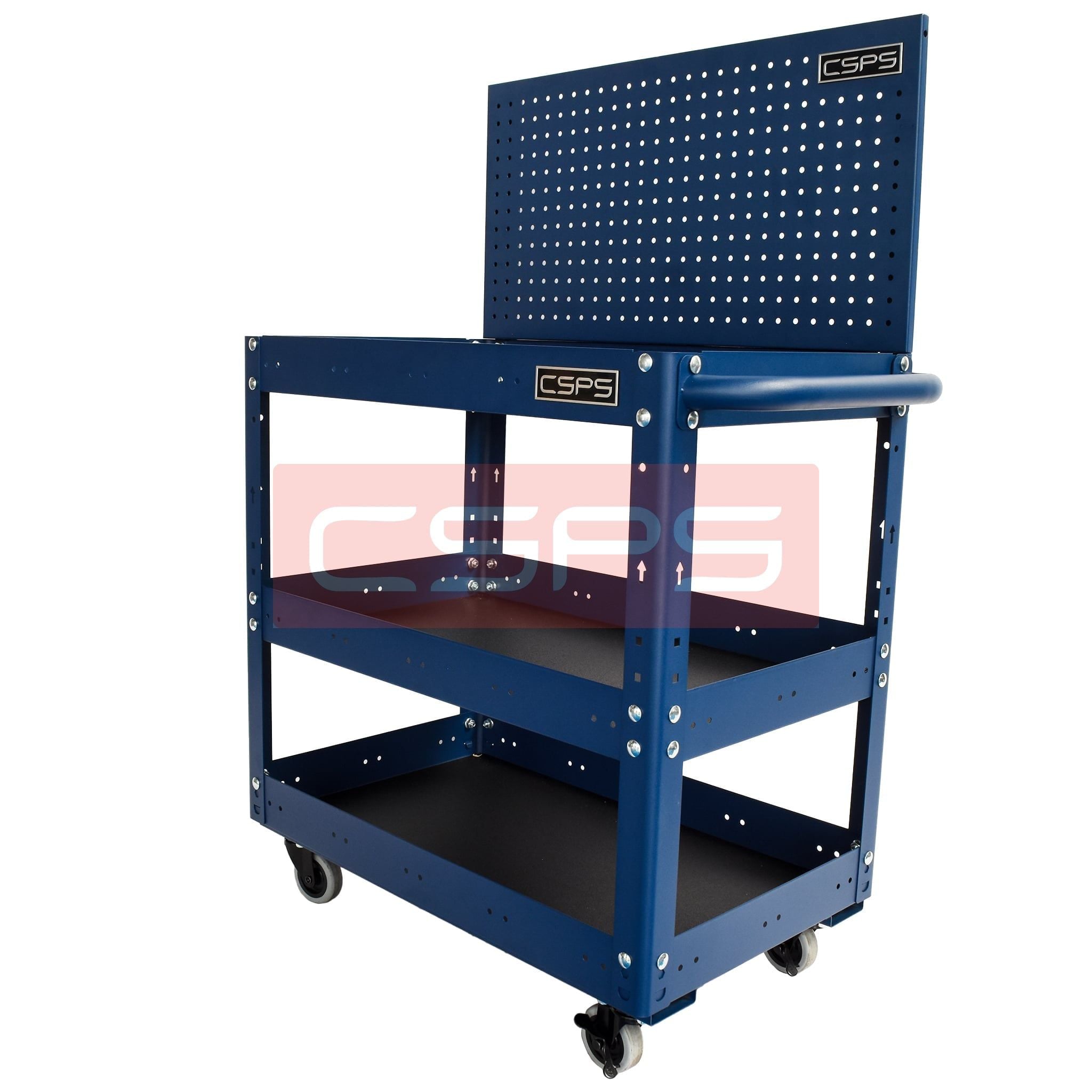 Xe đẩy CSPS 3 ngăn - 71cm: Xe đẩy xanh vách lưới nhìn chính diện