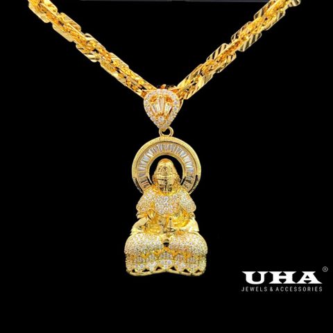 M1686 Mặt và dây chuyền unisex thiết kế HÌNH PHẬT đính đá sáng lấp lánh UHA