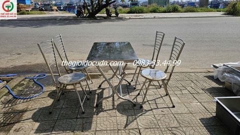 Bàn ghế inox thanh lý