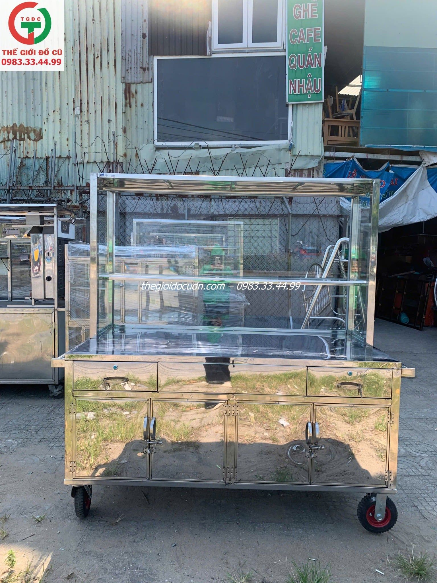 Tủ inox kính bán bê thui thanh lý