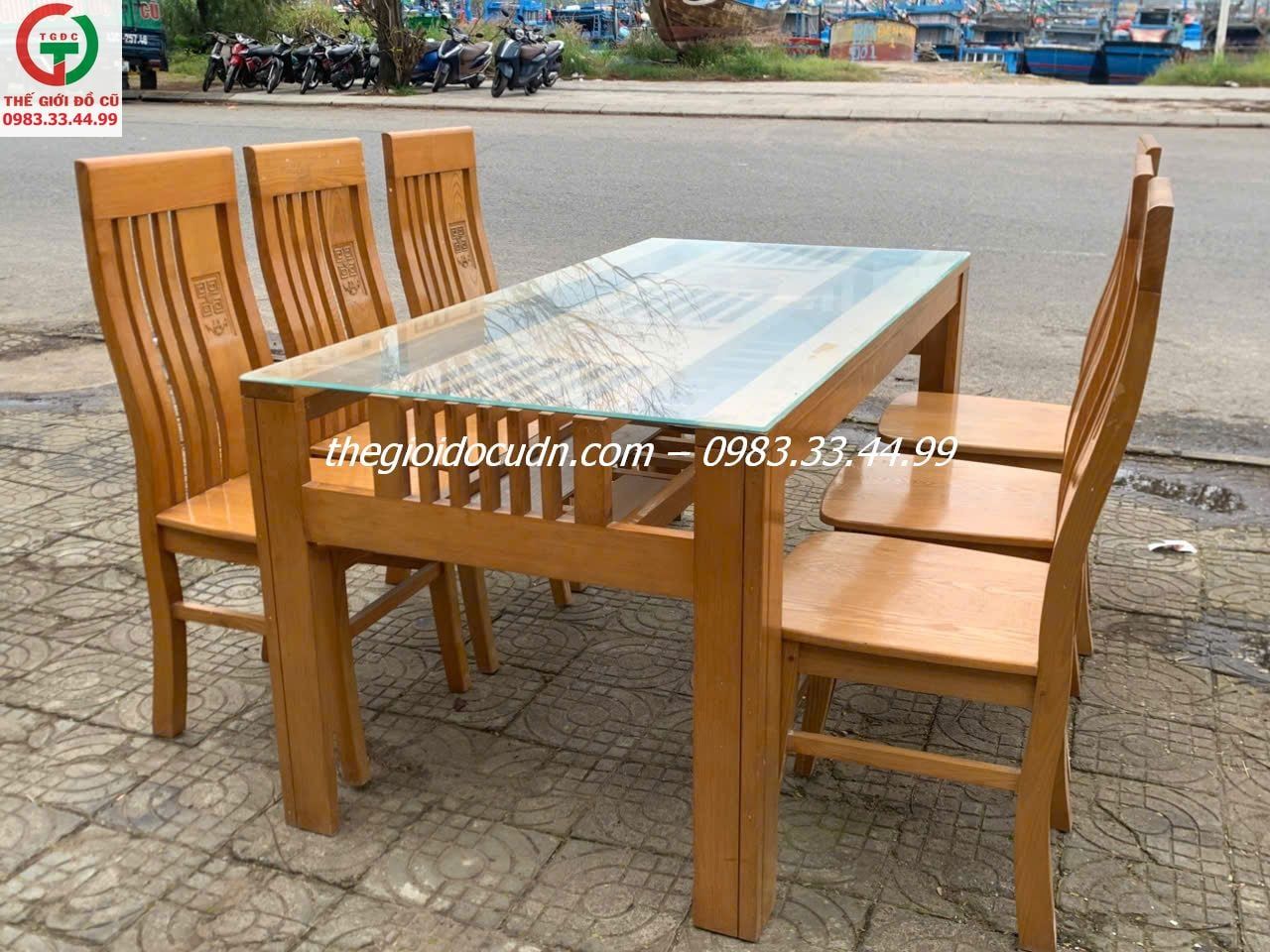 Bộ bàn ghế ăn gỗ sồi thanh lý