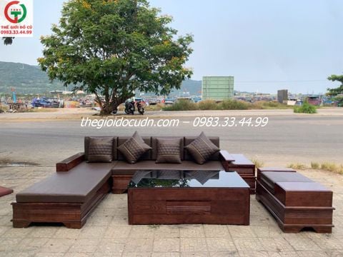 Salon gỗ kèm nệm thanh lý
