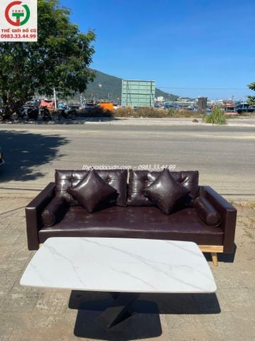 Sofa da màu nâu thanh lý