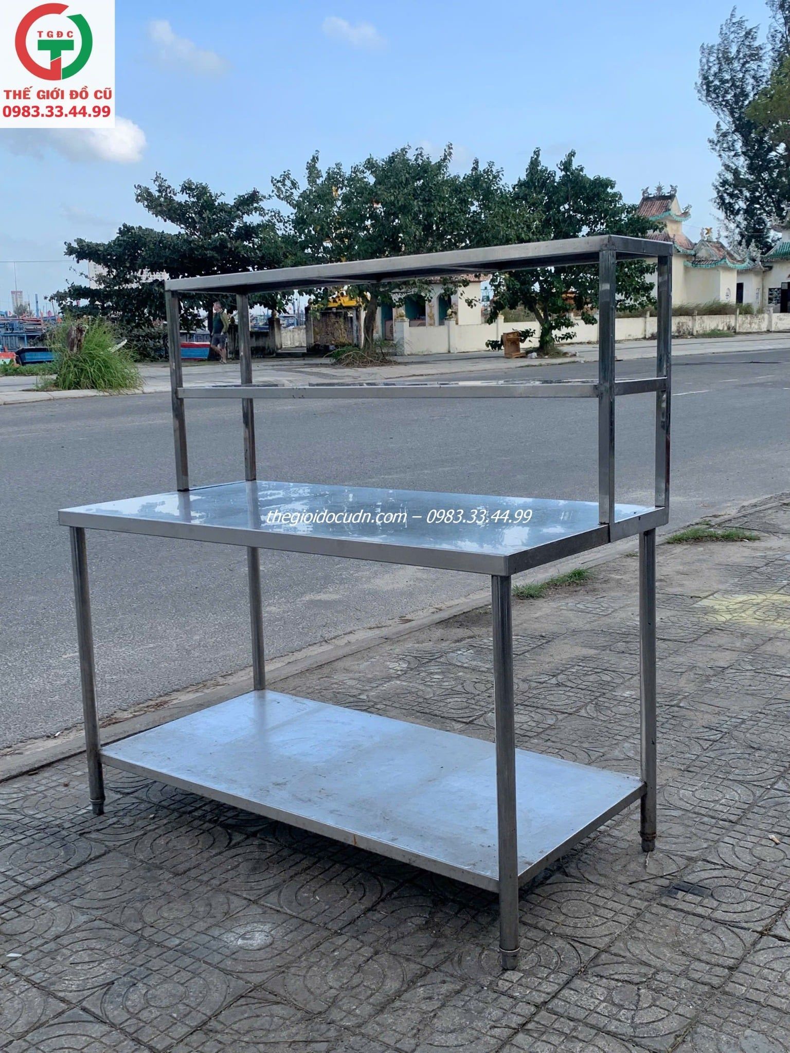 Bàn chế biến 2 tầng thanh lý