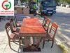 BỘ BÀN TRÀ CHÂN V 6 GHẾ GỖ GÕ XƯA
