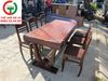 BỘ BÀN TRÀ CHÂN V 6 GHẾ GỖ GÕ XƯA