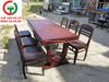 BỘ BÀN TRÀ CHÂN V 6 GHẾ GỖ GÕ XƯA
