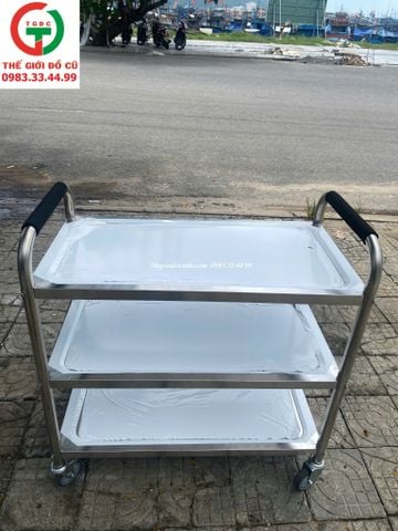 XE ĐẨY INOX 3 TẦNG PHỤC VỤ MÓN ĂN NHÀ HÀNG