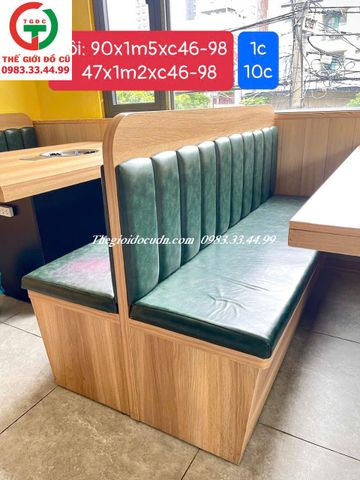 GHẾ BĂNG ĐÔI ĐỆM DA KHUNG GỖ SỒI