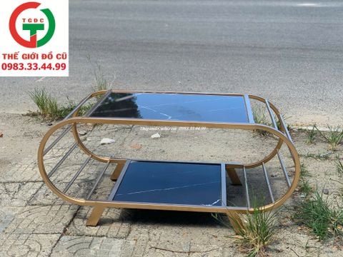 BÀN TRÀ MẶT ĐÁ KHUNG SẮT MÀU ĐỒNG