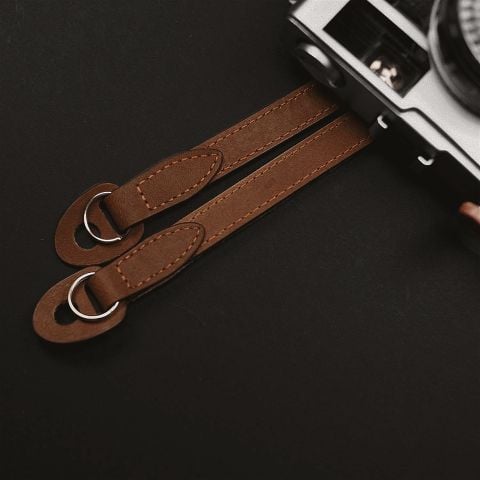  Dây đeo máy ảnh da thật Minimal Leather Strap - Màu nâu - By Cammix - Dành cho máy Fuji, Nikon, Canon, Olymlus.... 