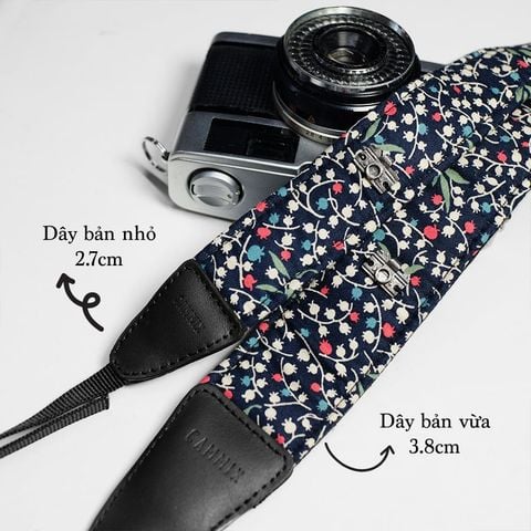  [CAMMIX] Dây đeo máy ảnh dành cho máy Fuji, Canon, Nikon, Sony.. - Camera Strap - MadebyCammix - Xanh Navy - Hoa 
