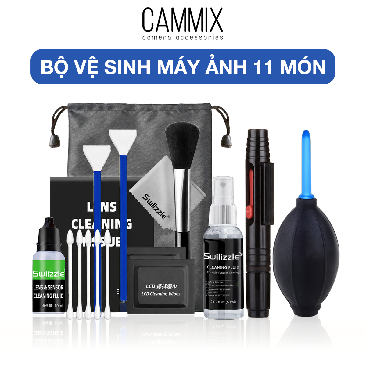 Bộ vệ sinh máy ảnh 11 món - Que lau sensor Full Frame / Crop