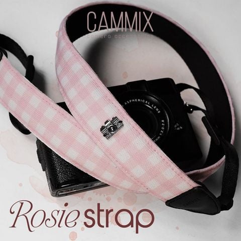  Dây đeo máy ảnh - Caro Hồng dễ thương - Dành cho máy Fuji, Canon, Nikon, Leica, Olympus.. - Camera strap - MadebyCammix 